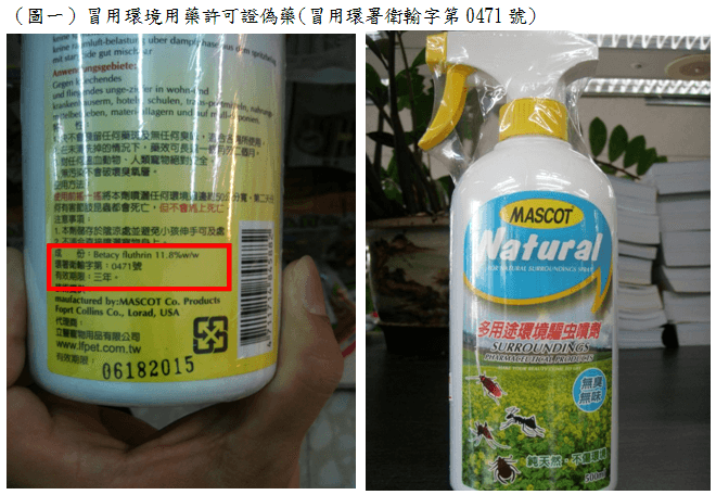 仿冒許可字號寵物環境殺蚤劑，有效成分濃度相差1千倍!